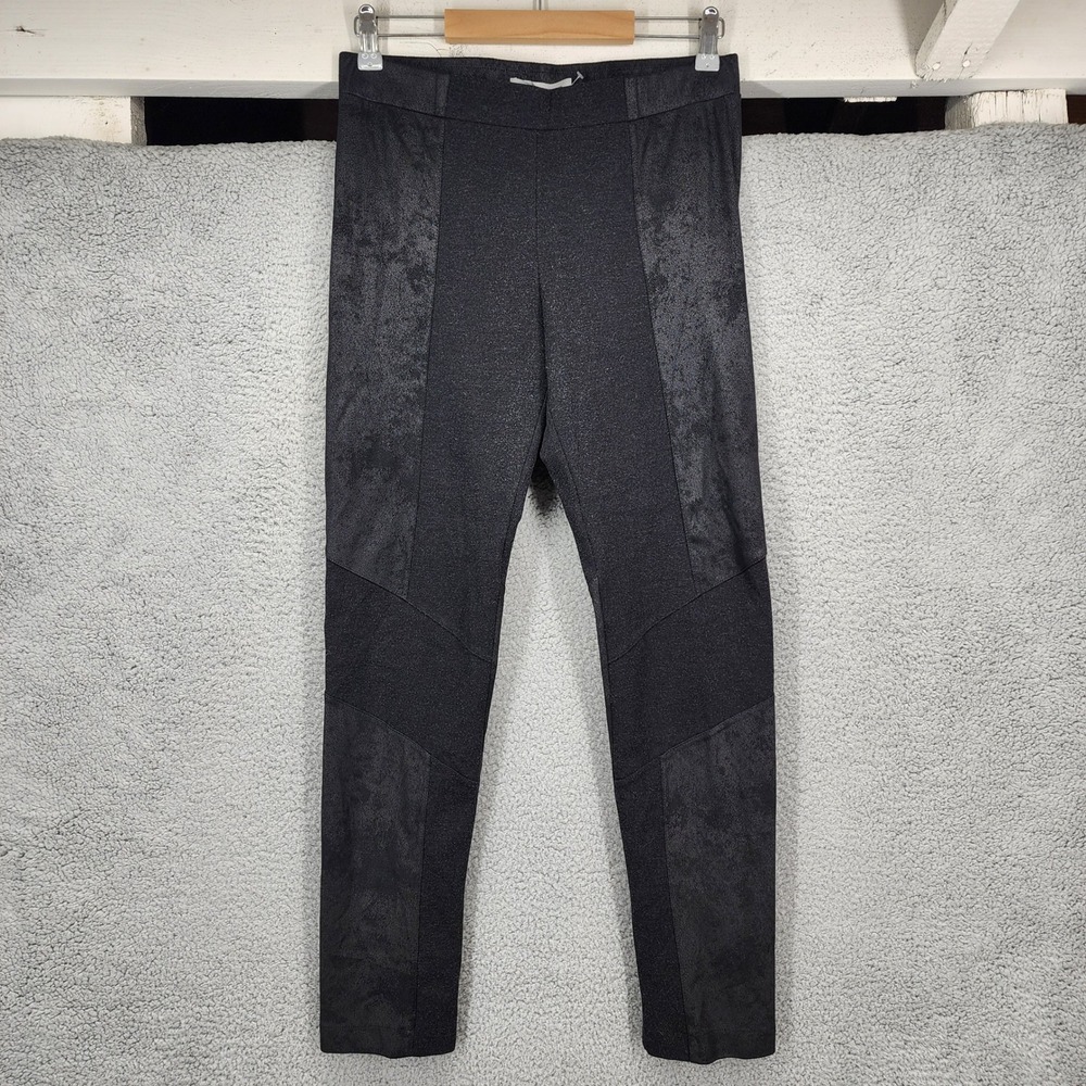 D. EXTERIOR Large Black & Dark Grey Paneled Stretch Leggings Made in Italy